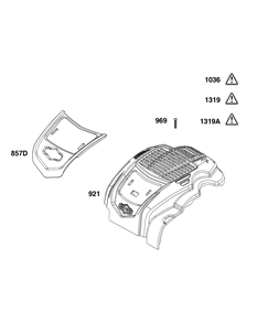 Part Location Diagram of 597125 Briggs and Stratton Trim, blower housing cover